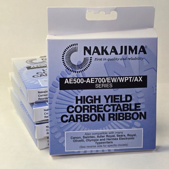 5 packs Nakajima AE-500 AE700 Correctable Carbon Ribbons Typewriter Ink NOS - Picture 3 of 7